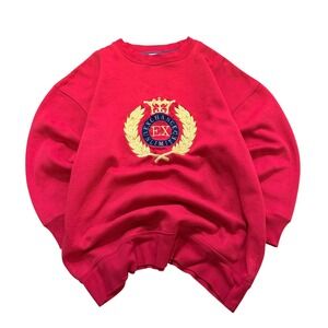 Exchange Unlimited Sweatshirt Mens M Red Vintage Crest Embroidered Crewneck
